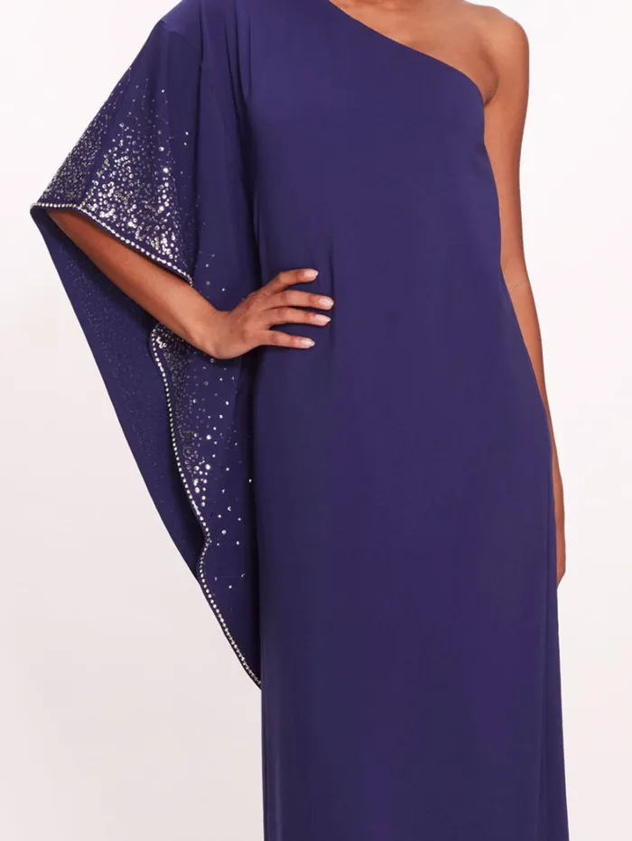 Women Marchesa Dresses One Shoulder Kaftan Navy Women Marchesa Dresses One Shoulder Kaftan Navy
