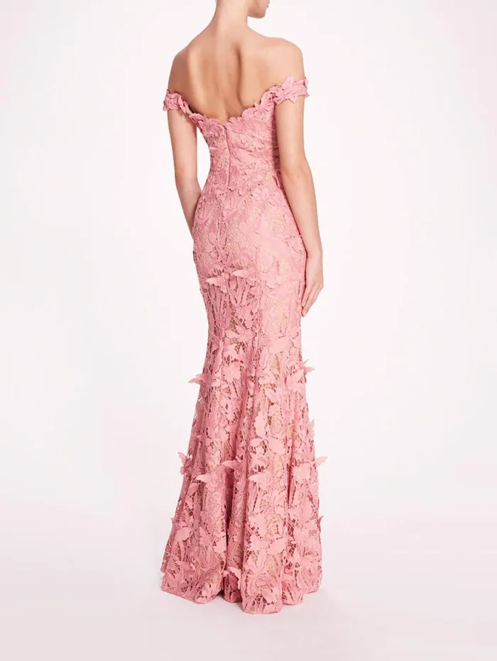 Women Marchesa Dresses Organic Lace Gown Rose Women Marchesa Dresses Organic Lace Gown Rose