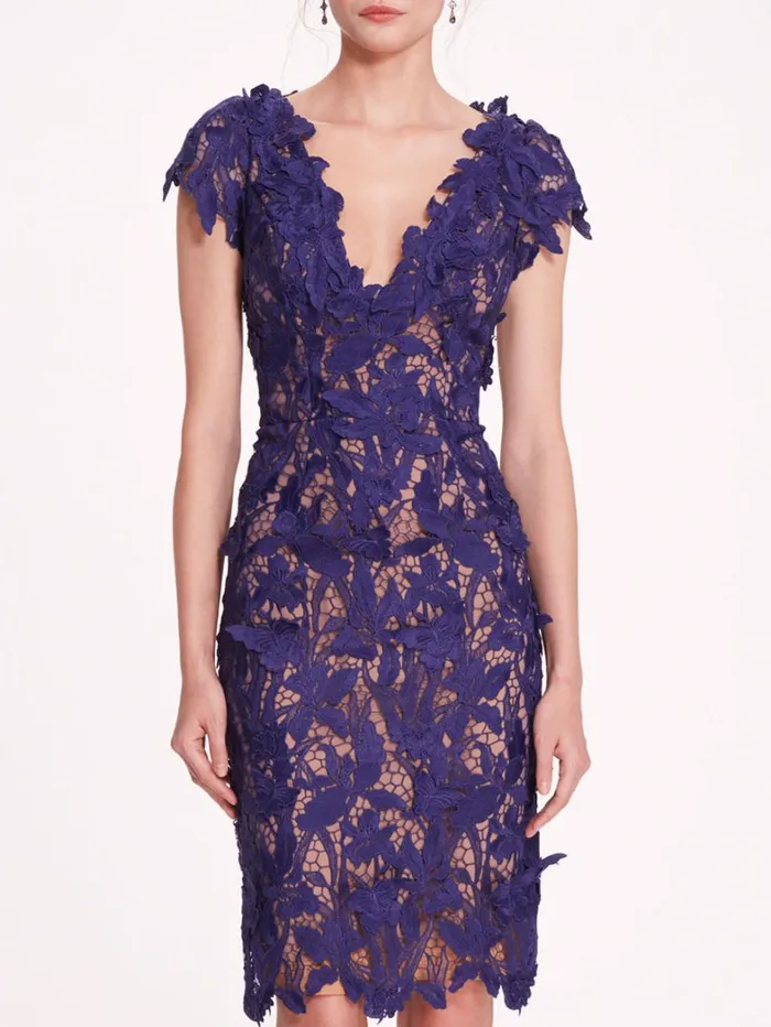 Women Marchesa Dresses Organic Lace Mini Dress Navy Women Marchesa Dresses Organic Lace Mini Dress Navy
