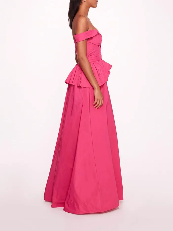 Women Marchesa Dresses Peplum Taffeta Gown Pink