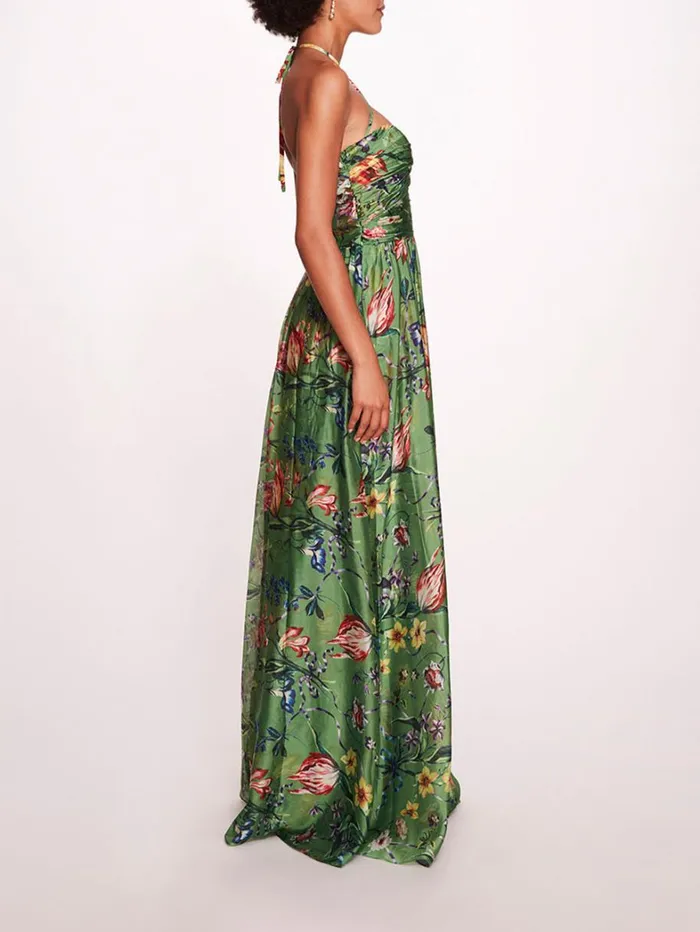 Women Marchesa Dresses Ribbons Cape Gown Green Multi Women Marchesa Dresses Ribbons Cape Gown Green Multi