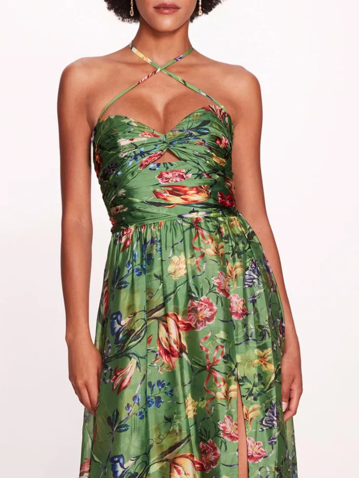 Women Marchesa Dresses Ribbons Cape Gown Green Multi Women Marchesa Dresses Ribbons Cape Gown Green Multi