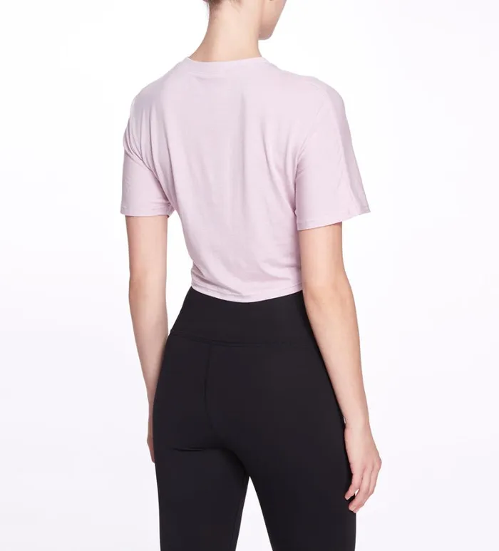 Women Marchesa Tops Blush Pink Cropped TShirt With Front Twist Blush Women Marchesa Tops Blush Pink Cropped TShirt With Front Twist Blush