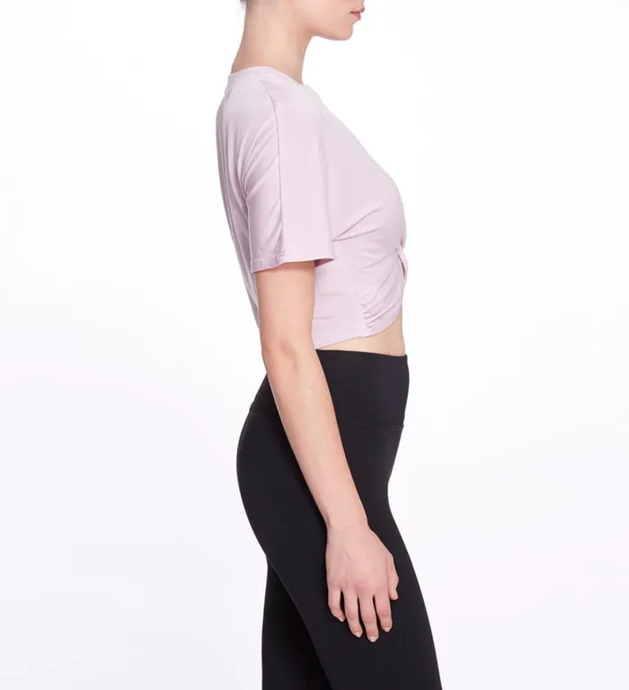 Women Marchesa Tops Blush Pink Cropped TShirt With Front Twist Blush Women Marchesa Tops Blush Pink Cropped TShirt With Front Twist Blush