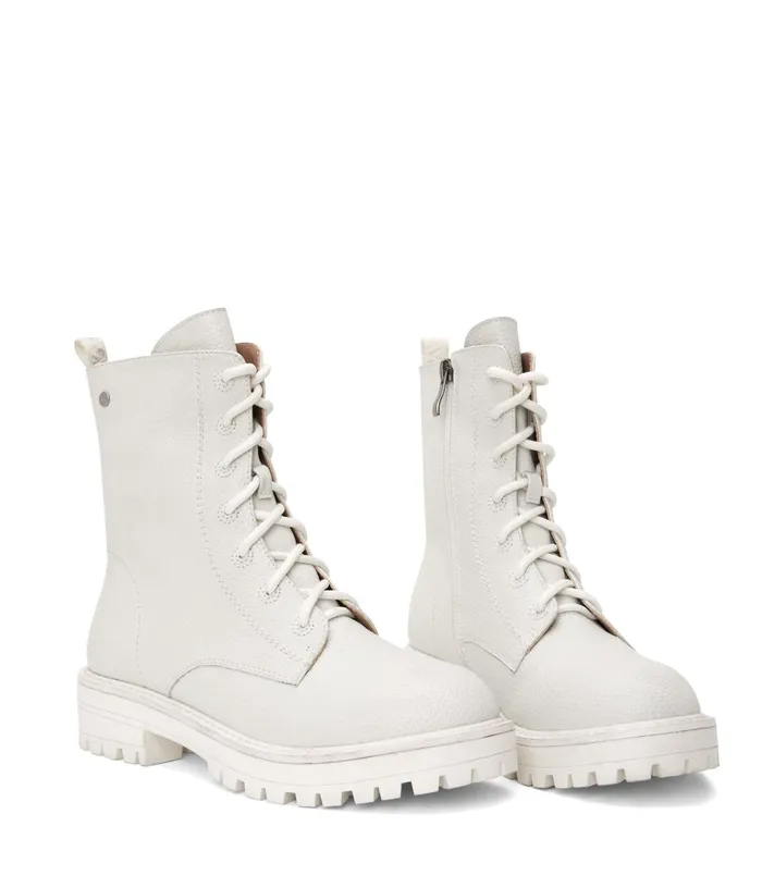 Women Maree Vegan Combat Boots White Matt and Nat Boots