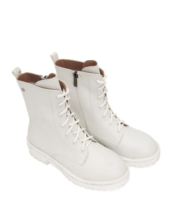 Women Maree Vegan Combat Boots White Matt and Nat Boots