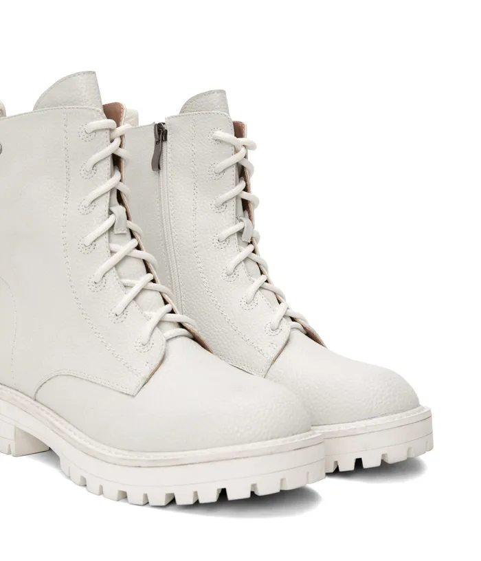 Women Maree Vegan Combat Boots White Matt and Nat Boots