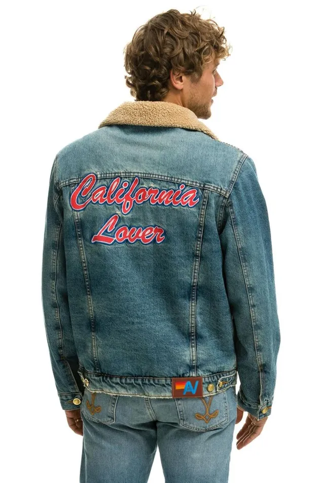 WomenMen Denim Aviator Nation Cali Lover Ranch Sherpa Denim Jacket 8211 Vintage