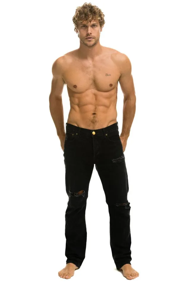 WomenMen Denim Aviator Nation Classic Straight Leg Denim Jean 8211 Vintage Black