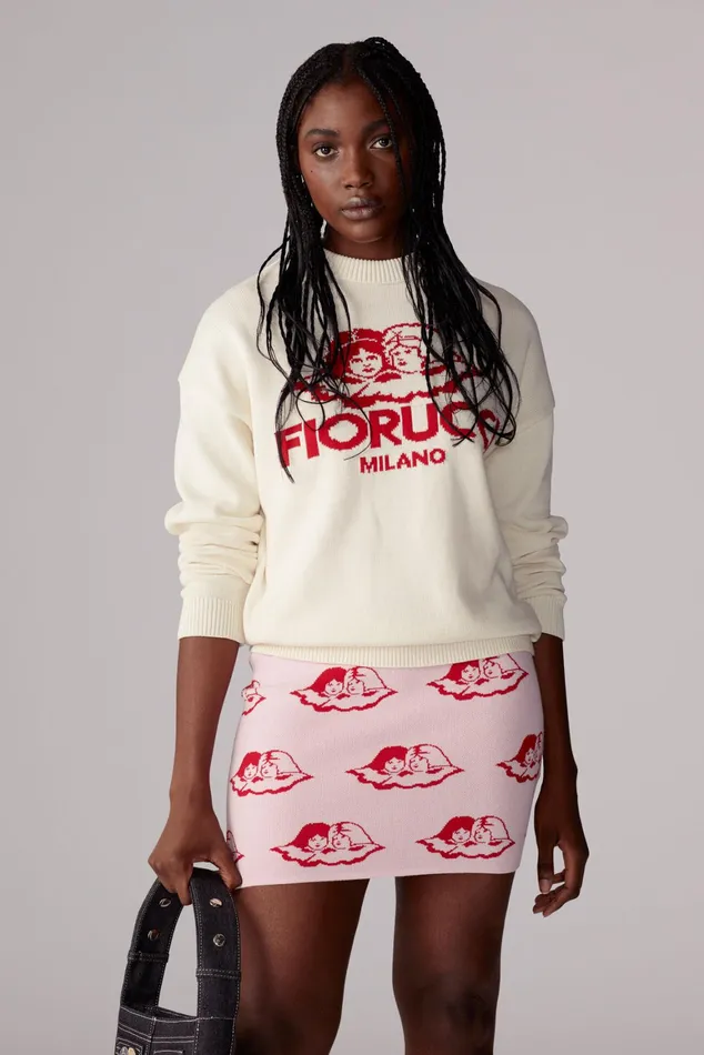 WomenMen Fiorucci Sweatshirts and Hoodies Unisex Milano Angels Knit Jumper Cream WomenMen Fiorucci Sweatshirts and Hoodies Unisex Milano Angels Knit Jumper Cream