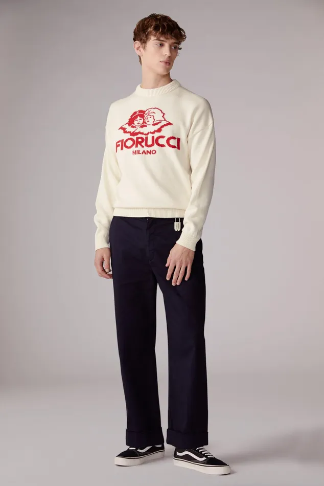 WomenMen Fiorucci Sweatshirts and Hoodies Unisex Milano Angels Knit Jumper Cream WomenMen Fiorucci Sweatshirts and Hoodies Unisex Milano Angels Knit Jumper Cream