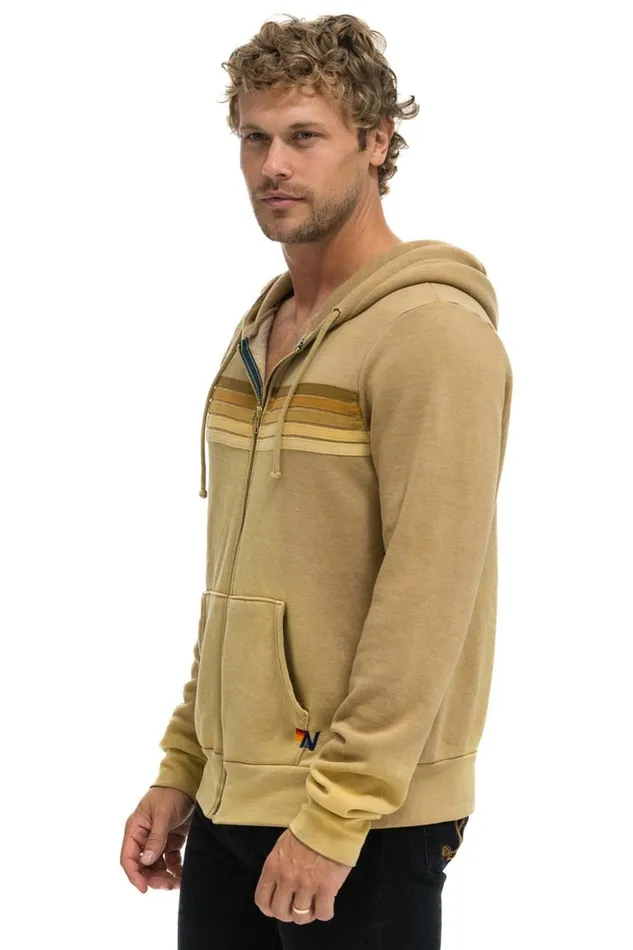 WomenMen Hoodies Aviator Nation 5 Stripe Hoodie 8211 Faded Tan