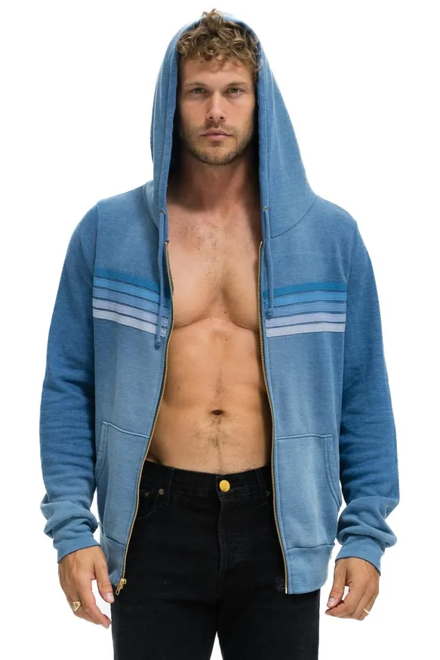WomenMen Hoodies Aviator Nation 5 Stripe Hoodie 8211 Faded Water
