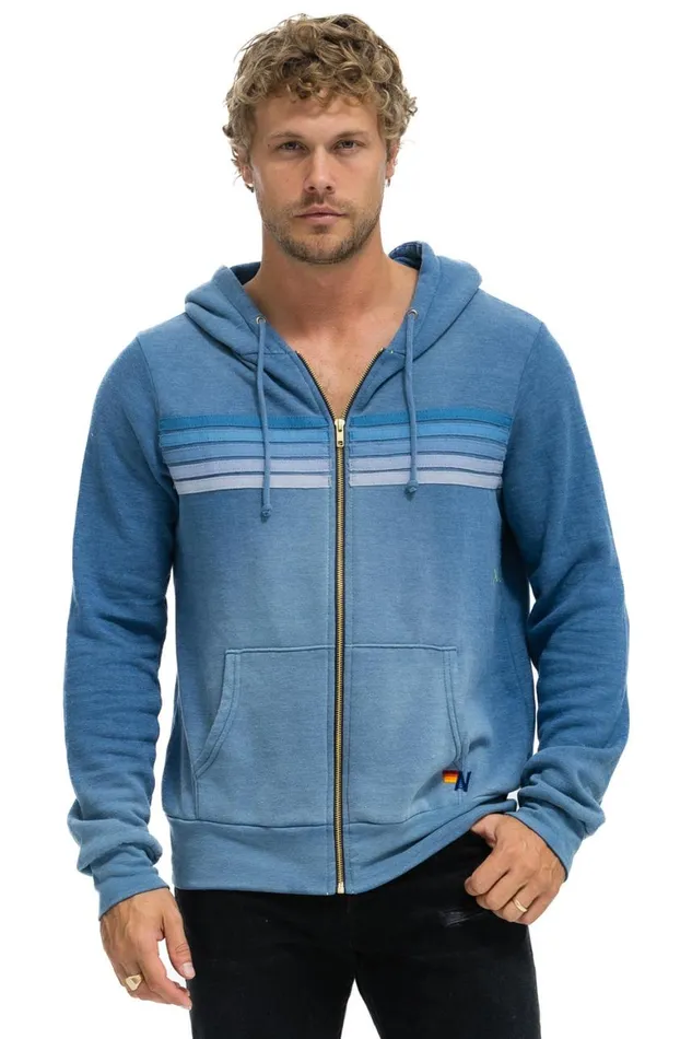 WomenMen Hoodies Aviator Nation 5 Stripe Hoodie 8211 Faded Water