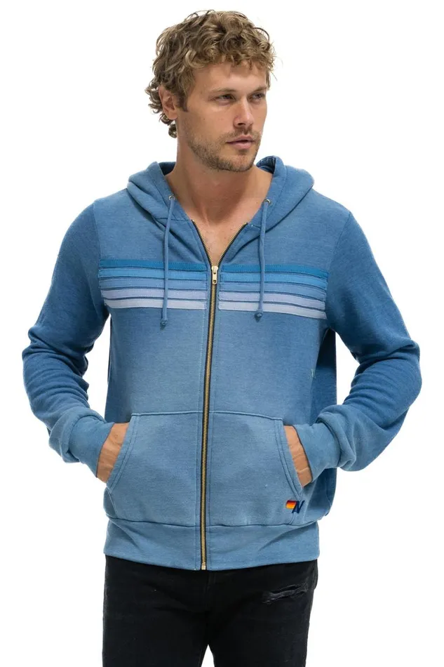 WomenMen Hoodies Aviator Nation 5 Stripe Hoodie 8211 Faded Water
