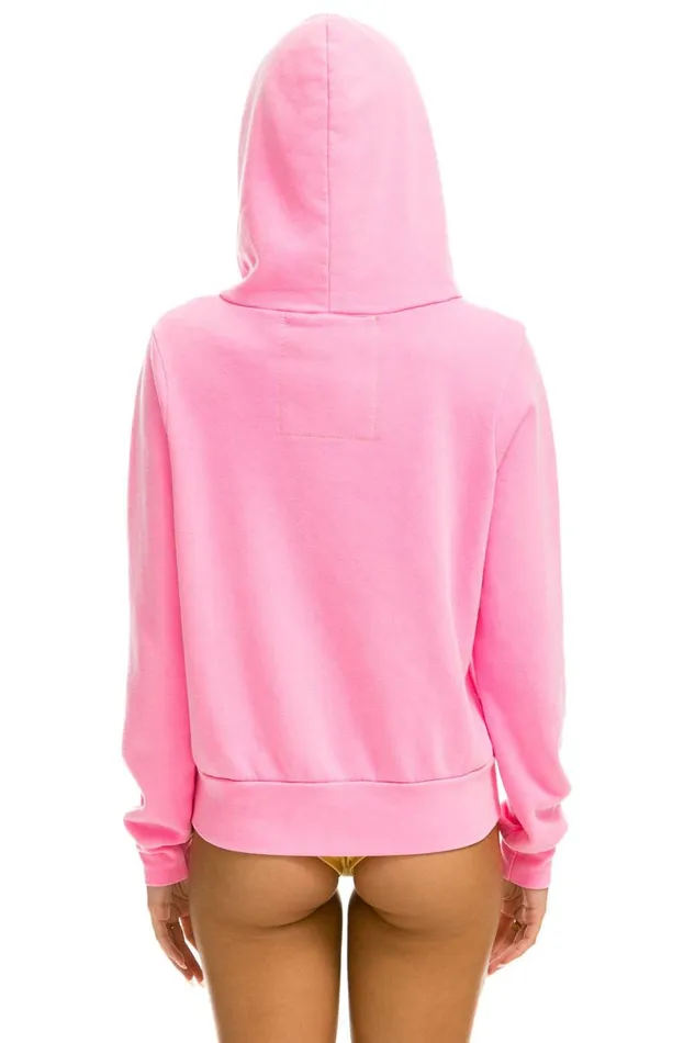 WomenMen Hoodies Aviator Nation 5 Stripe Hoodie 8211 Neon Pink