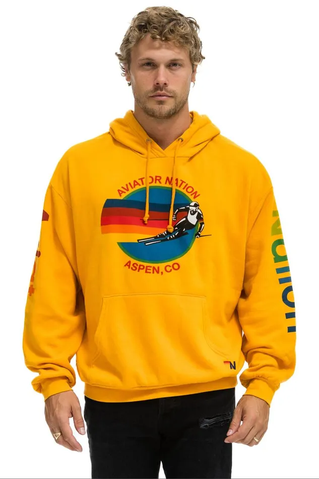 WomenMen Hoodies Aviator Nation Aspen Relaxed Pullover Hoodie 8211 Gold