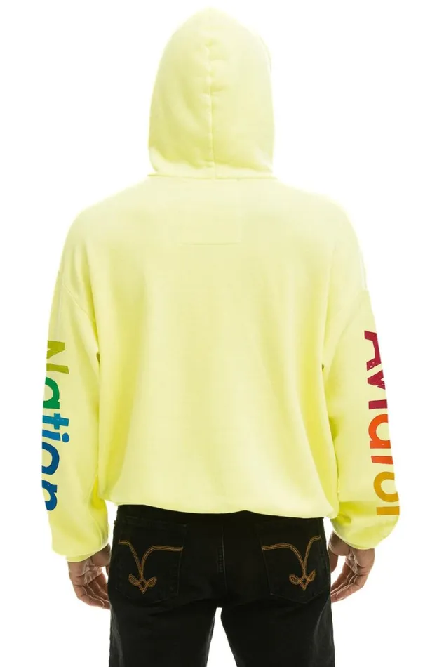 WomenMen Hoodies Aviator Nation Aspen Relaxed Pullover Hoodie 8211 Neon Yellow