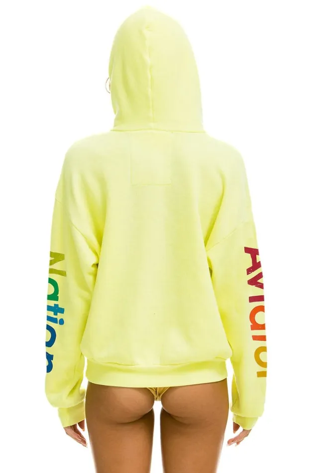 WomenMen Hoodies Aviator Nation Aspen Relaxed Pullover Hoodie 8211 Neon Yellow