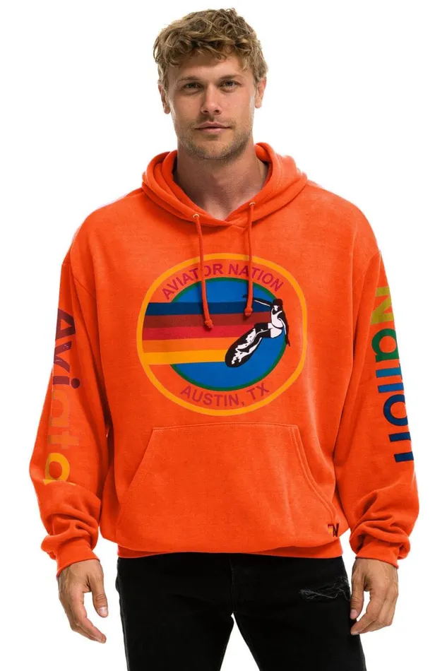 WomenMen Hoodies Aviator Nation Austin Relaxed Pullover Hoodie 8211 Orange