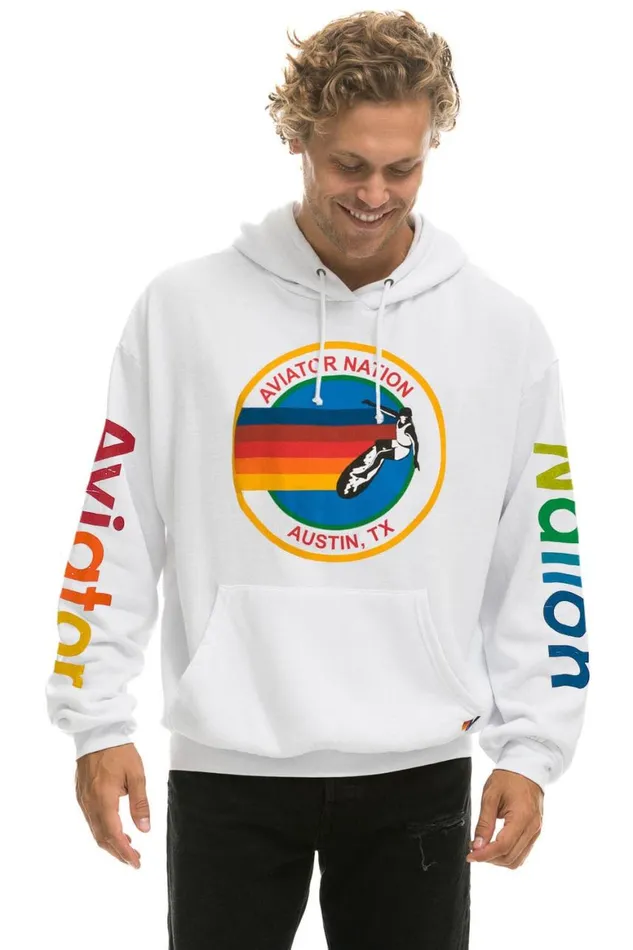 WomenMen Hoodies Aviator Nation Austin Relaxed Pullover Hoodie 8211 White