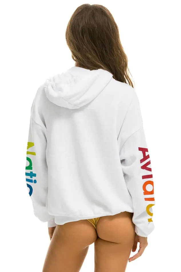 WomenMen Hoodies Aviator Nation Austin Relaxed Pullover Hoodie 8211 White