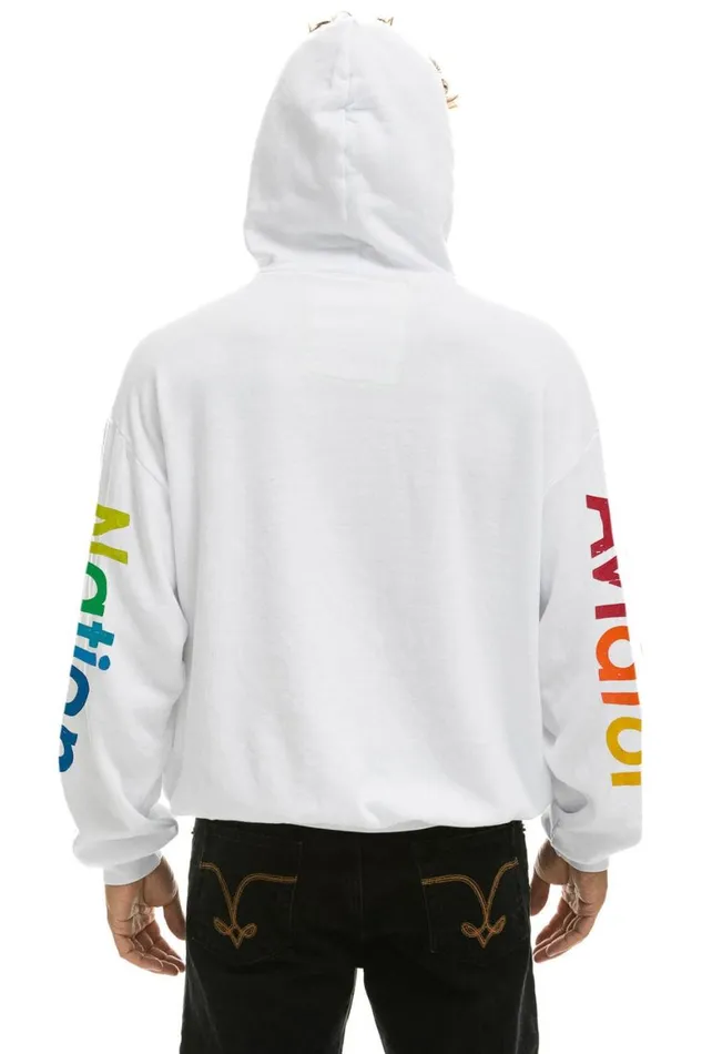WomenMen Hoodies Aviator Nation Austin Relaxed Pullover Hoodie 8211 White