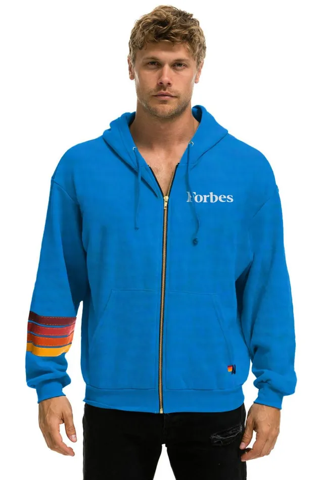 WomenMen Hoodies Aviator Nation Forbes 23 Relaxed Zip Hoodie 8211 Ocean