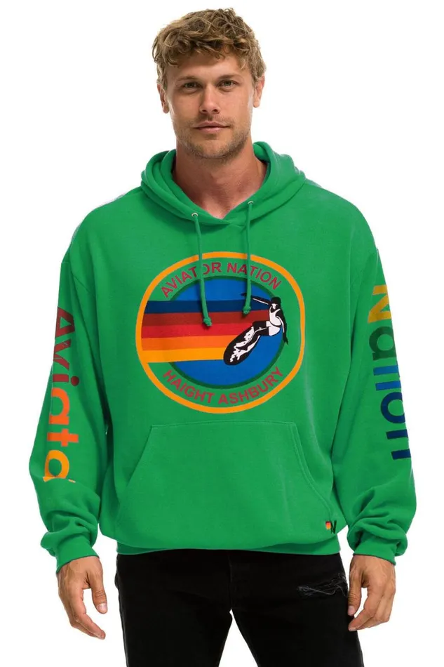 WomenMen Hoodies Aviator Nation Haight Ashbury Relaxed Pullover Hoodie 8211 Kelly Green