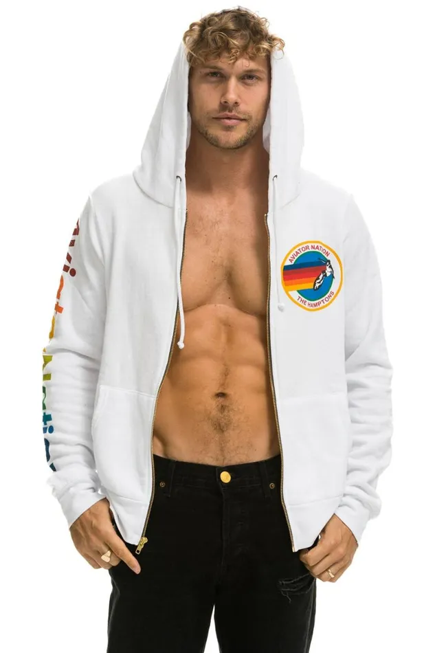 WomenMen Hoodies Aviator Nation Hamptons Hoodie 8211 White