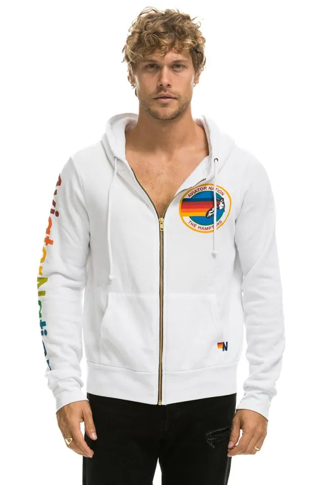 WomenMen Hoodies Aviator Nation Hamptons Hoodie 8211 White