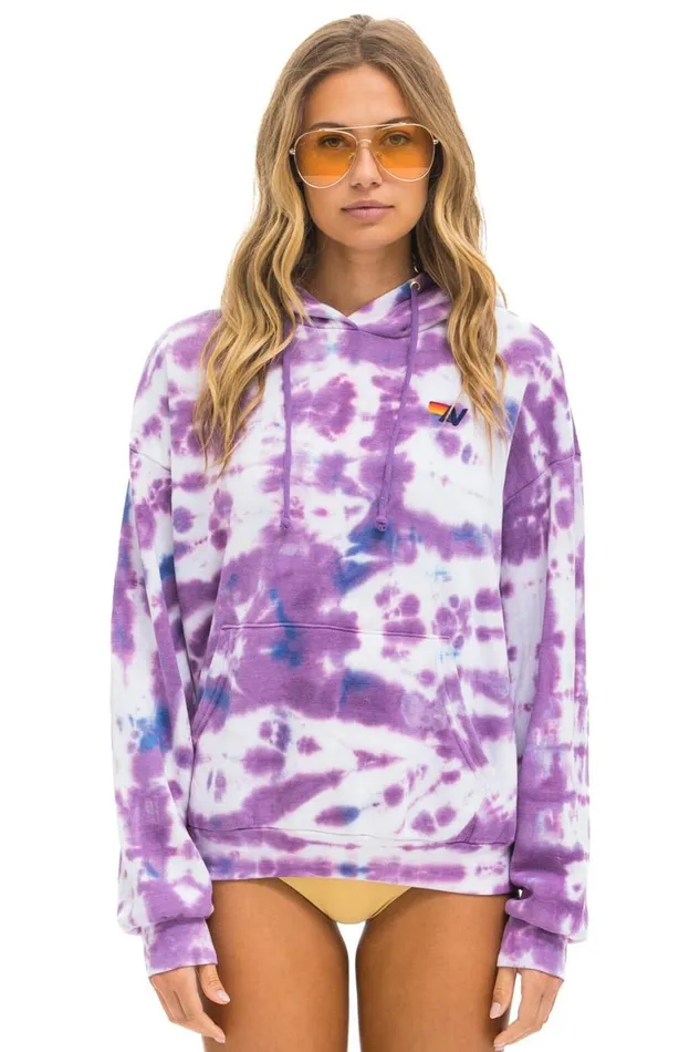 WomenMen Hoodies Aviator Nation Hand Dyed Pullover Hoodie Relaxed 8211 Tie Dye Magenta
