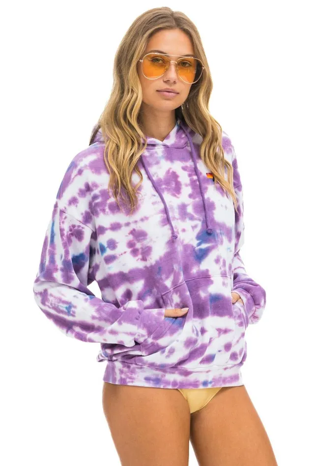 WomenMen Hoodies Aviator Nation Hand Dyed Pullover Hoodie Relaxed 8211 Tie Dye Magenta