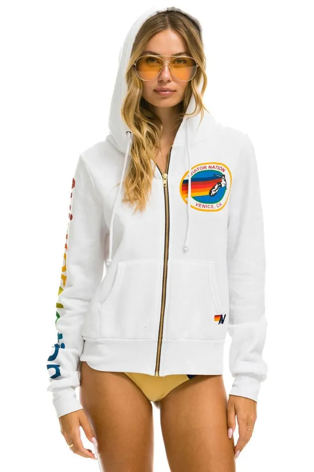 WomenMen Hoodies Aviator Nation Hoodie 8211 White