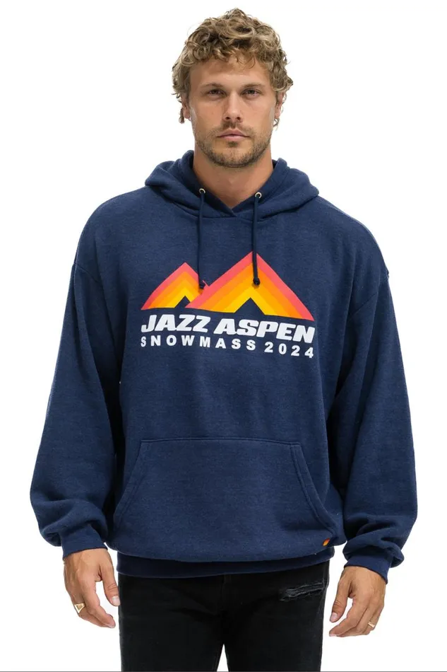 WomenMen Hoodies Aviator Nation Jazz Aspen Snowmass 2024 Pullover Hoodie Relaxed 8211 Navy