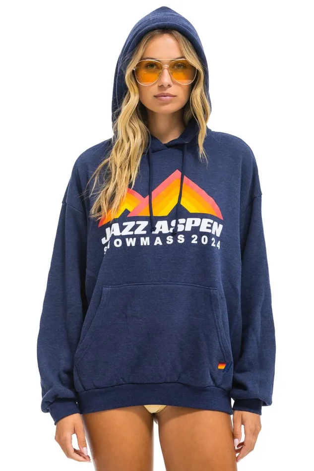 WomenMen Hoodies Aviator Nation Jazz Aspen Snowmass 2024 Pullover Hoodie Relaxed 8211 Navy