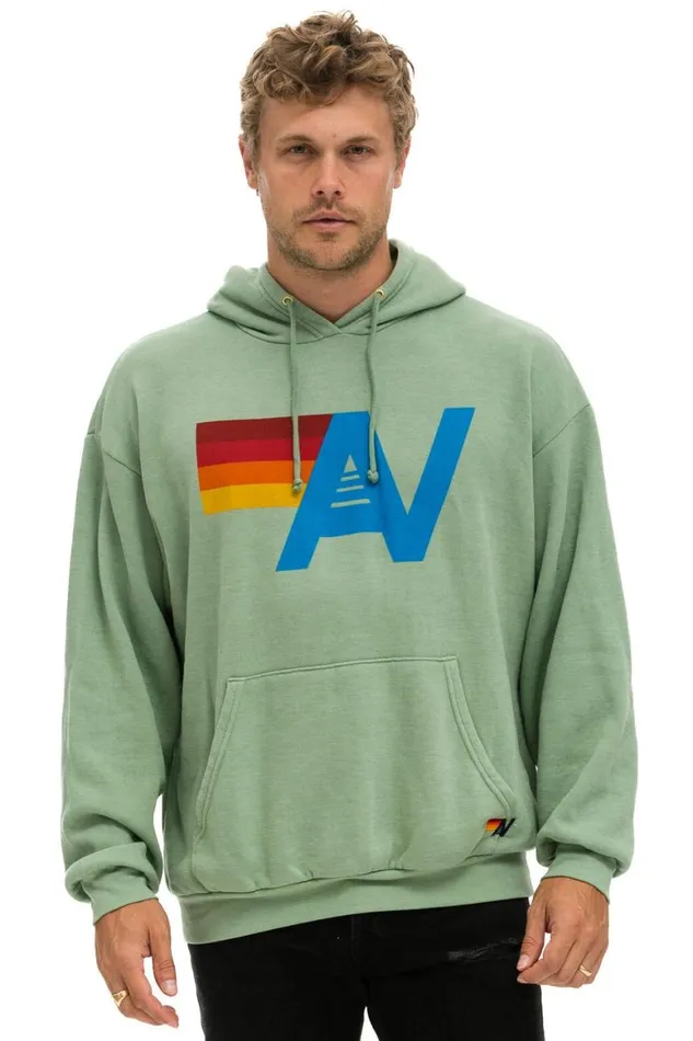 WomenMen Hoodies Aviator Nation Logo Pullover Relaxed Hoodie 8211 Sage