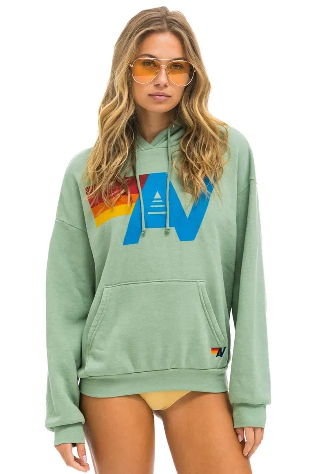WomenMen Hoodies Aviator Nation Logo Pullover Relaxed Hoodie 8211 Sage