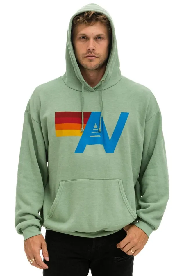 WomenMen Hoodies Aviator Nation Logo Pullover Relaxed Hoodie 8211 Sage
