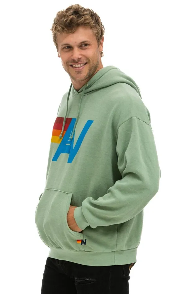 WomenMen Hoodies Aviator Nation Logo Pullover Relaxed Hoodie 8211 Sage
