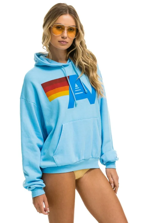 WomenMen Hoodies Aviator Nation Logo Pullover Relaxed Hoodie 8211 Sky