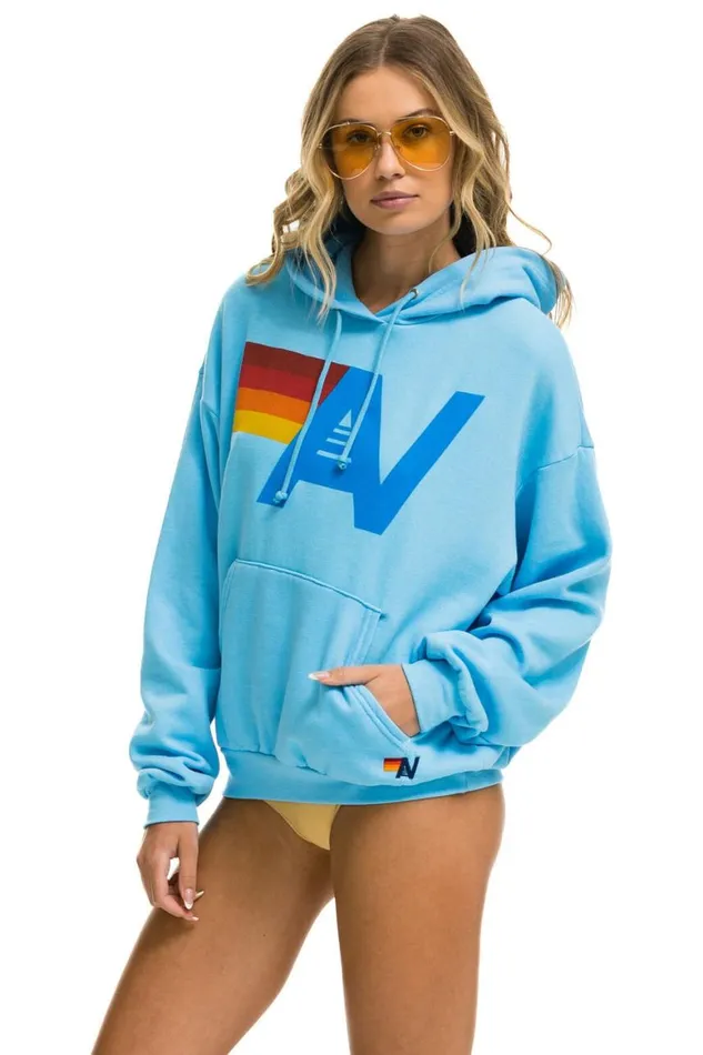 WomenMen Hoodies Aviator Nation Logo Pullover Relaxed Hoodie 8211 Sky