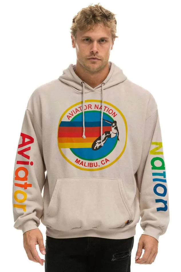 WomenMen Hoodies Aviator Nation Malibu Relaxed Pullover Hoodie 8211 Sand