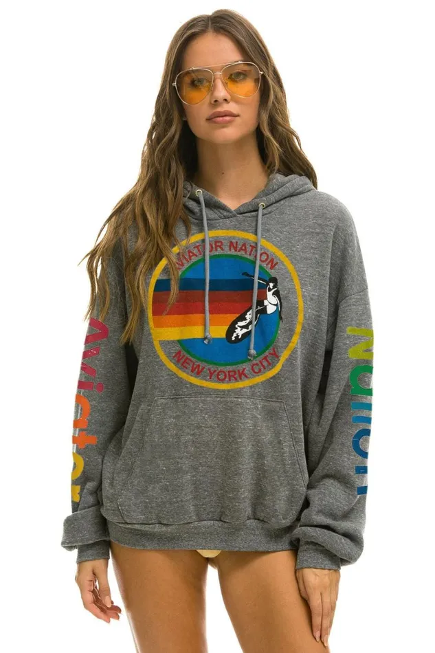 WomenMen Hoodies Aviator Nation New York City Relaxed Pullover Hoodie 8211 Heather Grey WomenMen Hoodies Aviator Nation New York City Relaxed Pullover Hoodie 8211 Heather Grey