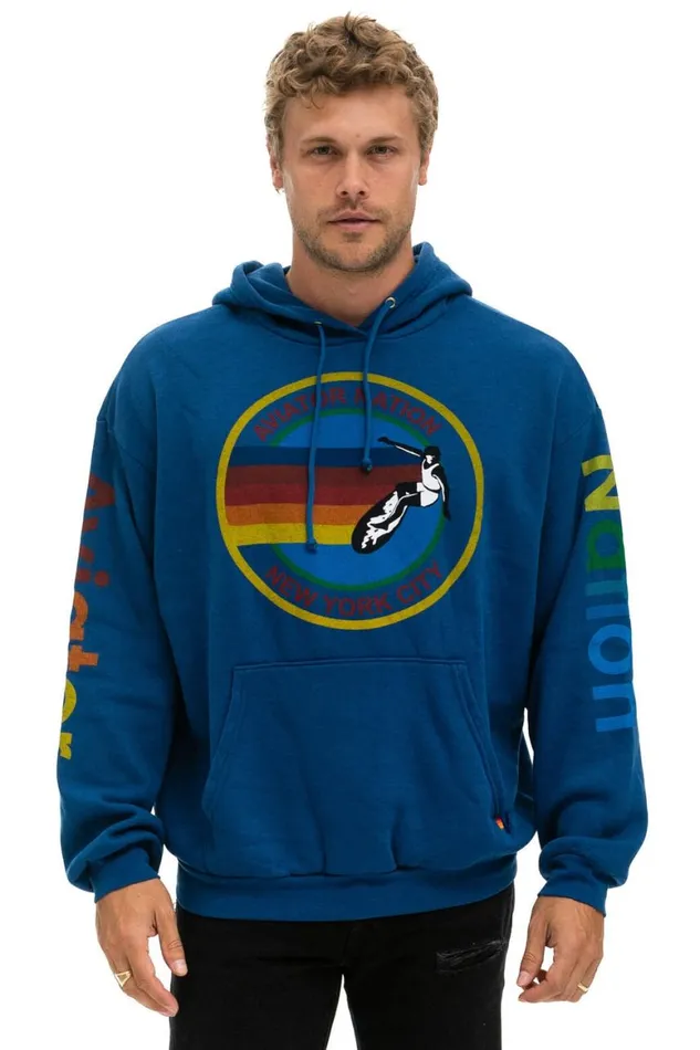 WomenMen Hoodies Aviator Nation New York City Relaxed Pullover Hoodie 8211 Royal