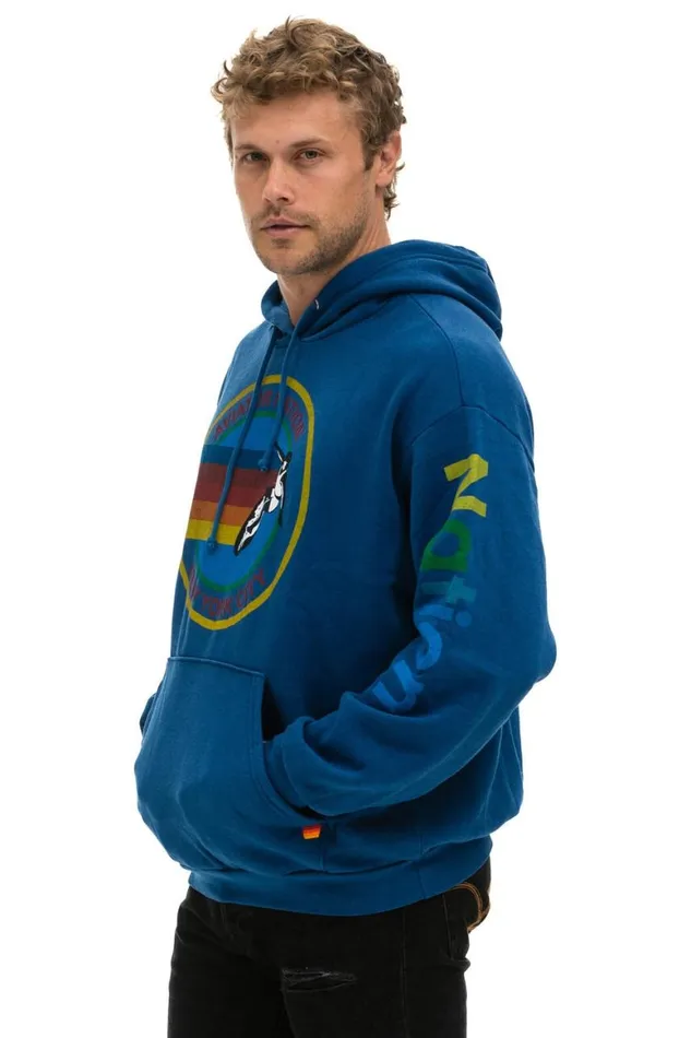 WomenMen Hoodies Aviator Nation New York City Relaxed Pullover Hoodie 8211 Royal