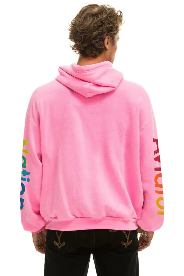WomenMen Hoodies Aviator Nation Relaxed Pullover Hoodie 8211 Neon Pink