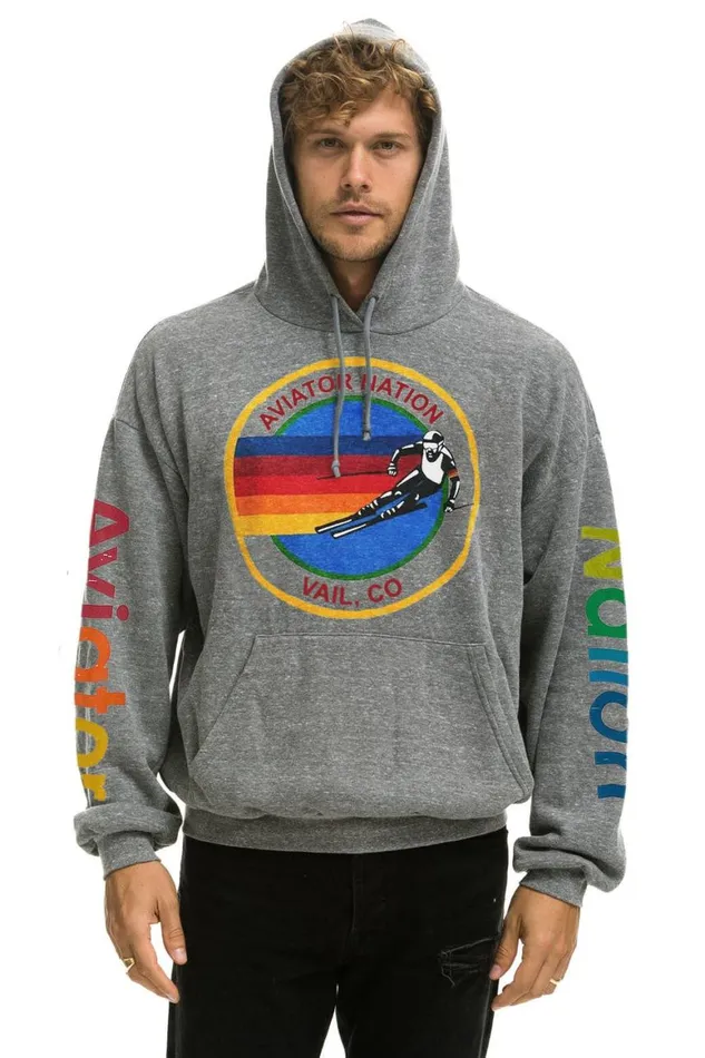 WomenMen Hoodies Aviator Nation Vail Relaxed Pullover Hoodie 8211 Heather Grey