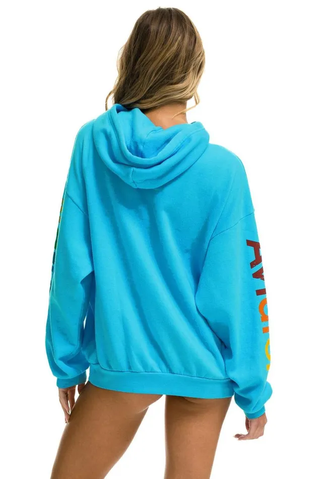 WomenMen Hoodies Aviator Nation Vail Relaxed Pullover Hoodie 8211 Neon Blue