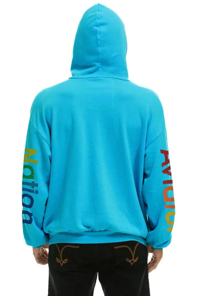 WomenMen Hoodies Aviator Nation Vail Relaxed Pullover Hoodie 8211 Neon Blue